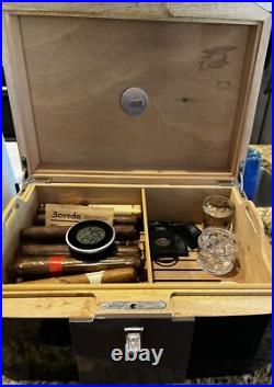 HF Barcelona Carbon Fiber Cigar Humidor Locking Box with Hygrometer
