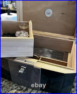 HF Barcelona Carbon Fiber Cigar Humidor Locking Box with Hygrometer
