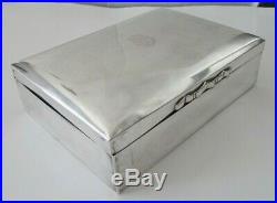 HUGE ANTIQUE 830S SILVER CIGAR BOX HUMIDOR BY BK 838 Grams LARGE UNIQUE