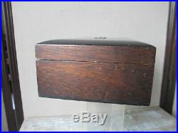 HUMIDOR Cigar Box ANTIQUE vtg Early 1900s 11-3/4 x 7-3/4 Mahogany & Silver