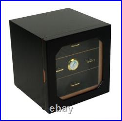 Hand Made 100+ Count Cigar Humidor Box Cabinet Matt Black Humidifer Hygrometer x