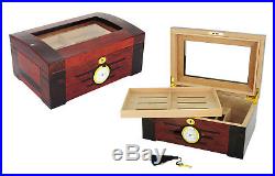Hand Made 100 Count Cigar Humidor Box Wooden Venner Humidifer with Hygrometer W