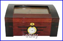 Hand Made 100 Count Cigar Humidor Box Wooden Venner Humidifer with Hygrometer W
