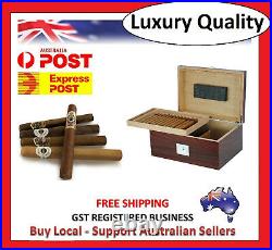 Hand Made 50+ Count Cigar Humidor Box Cabinet Mahogany Humidifier Hygrometer 26