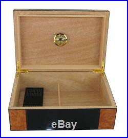 Hand Made 50 Count Cigar Humidor Box Wooden Venner Burl Humidifer Hygrometer U