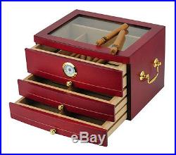 Hand Made 75 Count Cigar Humidor Box Wood Spanish Cedar Humidifer Hygrometer 3A