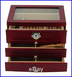 Hand Made 75 Count Cigar Humidor Box Wood Spanish Cedar Humidifer Hygrometer 3A