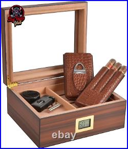 Handcraft Cigar Kits with Cutter and Lighter, Luxurious Humidor Cigar Box Hold 3