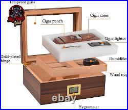 Handcraft Cigar Kits with Cutter and Lighter, Luxurious Humidor Cigar Box Hold 3