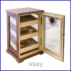 Handcrafted Redwood Display Windows Cedar Humidor, Hygrometer with Trays