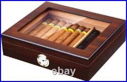 Handmade Cigar Humidor Cedar 25 Cigar Desktop Box with Humidifier and Hygrometer