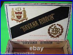 Havane Ruban Vintage Antique Vide Main Fabriqué en Bois Humidor Garni Cigare Box