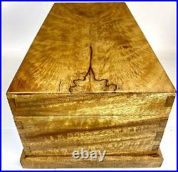 Hawaiian Mango Wood Large 18 Cigar Humidor Box Brass Hinged Lid