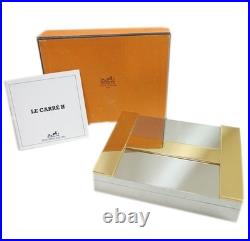 Hermes Cigar Case Wood Silver Gold Vintage Vtg Authentic Auth Rare with Box