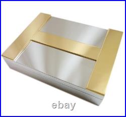 Hermes Cigar Case Wood Silver Gold Vintage Vtg Authentic Auth Rare with Box