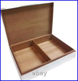Hermes Cigar Case Wood Silver Gold Vintage Vtg Authentic Auth Rare with Box
