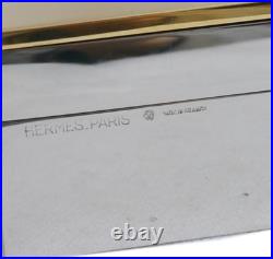 Hermes Cigar Case Wood Silver Gold Vintage Vtg Authentic Auth Rare with Box