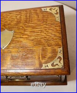High quality antique handmade wood brass cigar tobacco humidor box case stand