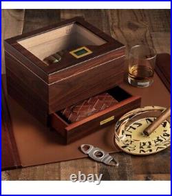 Hugo's Cigar Humidor Box Cigar Case 35 to 60 Cigars Antique Finish Premium