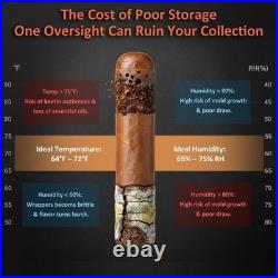 Humidor Cabinet, 150 Count Desktop Cigar Storage Box with 4 Removable Spanish Ce