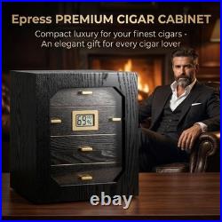 Humidor Cabinet, 150 Count Desktop Cigar Storage Box with 4 Removable Spanish Ce