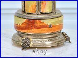 Humidor Cigar Antique Reuge Devil Musical Swiss Onyx Silver Box Storage Tobacco