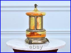 Humidor Cigar Antique Reuge Devil Musical Swiss Onyx Silver Box Storage Tobacco