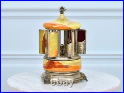 Humidor Cigar Antique Reuge Devil Musical Swiss Onyx Silver Box Storage Tobacco