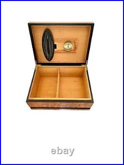 Humidor Cigar Box Faux Burlwood Vintage Home Office Decor Gift