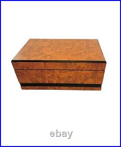 Humidor Cigar Box Faux Burlwood Vintage Home Office Decor Gift