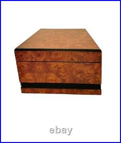 Humidor Cigar Box Faux Burlwood Vintage Home Office Decor Gift