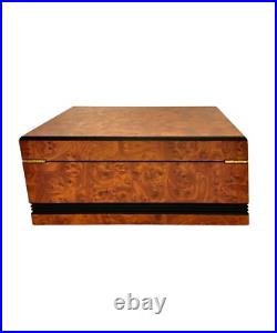 Humidor Cigar Box Faux Burlwood Vintage Home Office Decor Gift
