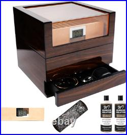 Humidor Cigar Box, Handcrafted Box Top 270 Elegant Glossy Spanish Cedar Humidor