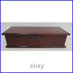 Humidor Cigar Box Large Wood Tobacco Gold Band 12.25 x 5 x 3.25 30's Vintage