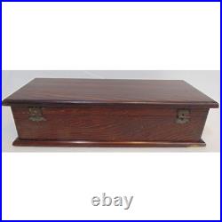 Humidor Cigar Box Large Wood Tobacco Gold Band 12.25 x 5 x 3.25 30's Vintage
