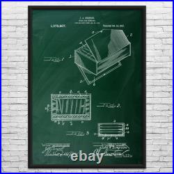 Humidor Cigar Box Patent Wall Art Smoking Gifts, Home Bar Decor, Tobacco Farmer