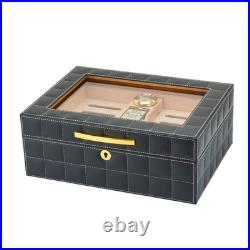 Humidor PU leather cigar box with humidifier and hygrometer