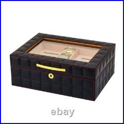 Humidor PU leather cigar box with humidifier and hygrometer