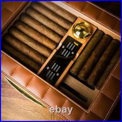 Humidor PU leather cigar box with humidifier and hygrometer