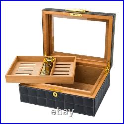 Humidor PU leather cigar box with humidifier and hygrometer