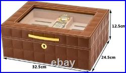 Humidor PU leather cigar box with humidifier and hygrometer