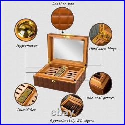 Humidor PU leather cigar box with humidifier and hygrometer