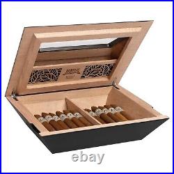 Humidor Supreme Aria Cigar Humidor Wood Box, 40-80 Cigar Storage, Modern Design
