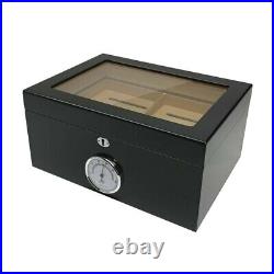Humidor Supreme Bally Black Cigar Humidor Wood Box- 100 Cigar Capacity, SureSeal