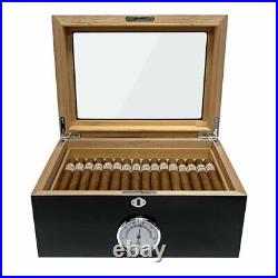 Humidor Supreme Bally Black Cigar Humidor Wood Box- 100 Cigar Capacity, SureSeal