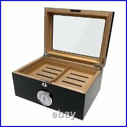 Humidor Supreme Bally Black Cigar Humidor Wood Box- 100 Cigar Capacity, SureSeal