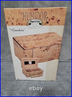 Humidor Supreme Grandeur Burl Wood Rectangular Shape Desktop Cigar Storage Box