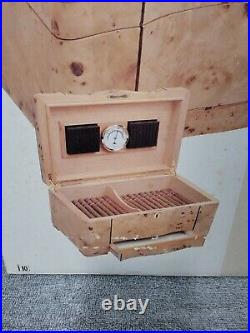 Humidor Supreme Grandeur Burl Wood Rectangular Shape Desktop Cigar Storage Box
