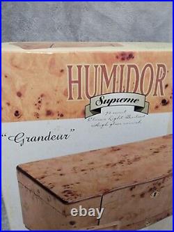 Humidor Supreme Grandeur Burl Wood Rectangular Shape Desktop Cigar Storage Box