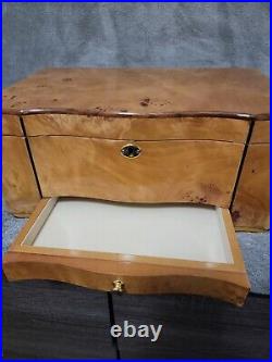 Humidor Supreme Grandeur Burl Wood Rectangular Shape Desktop Cigar Storage Box
